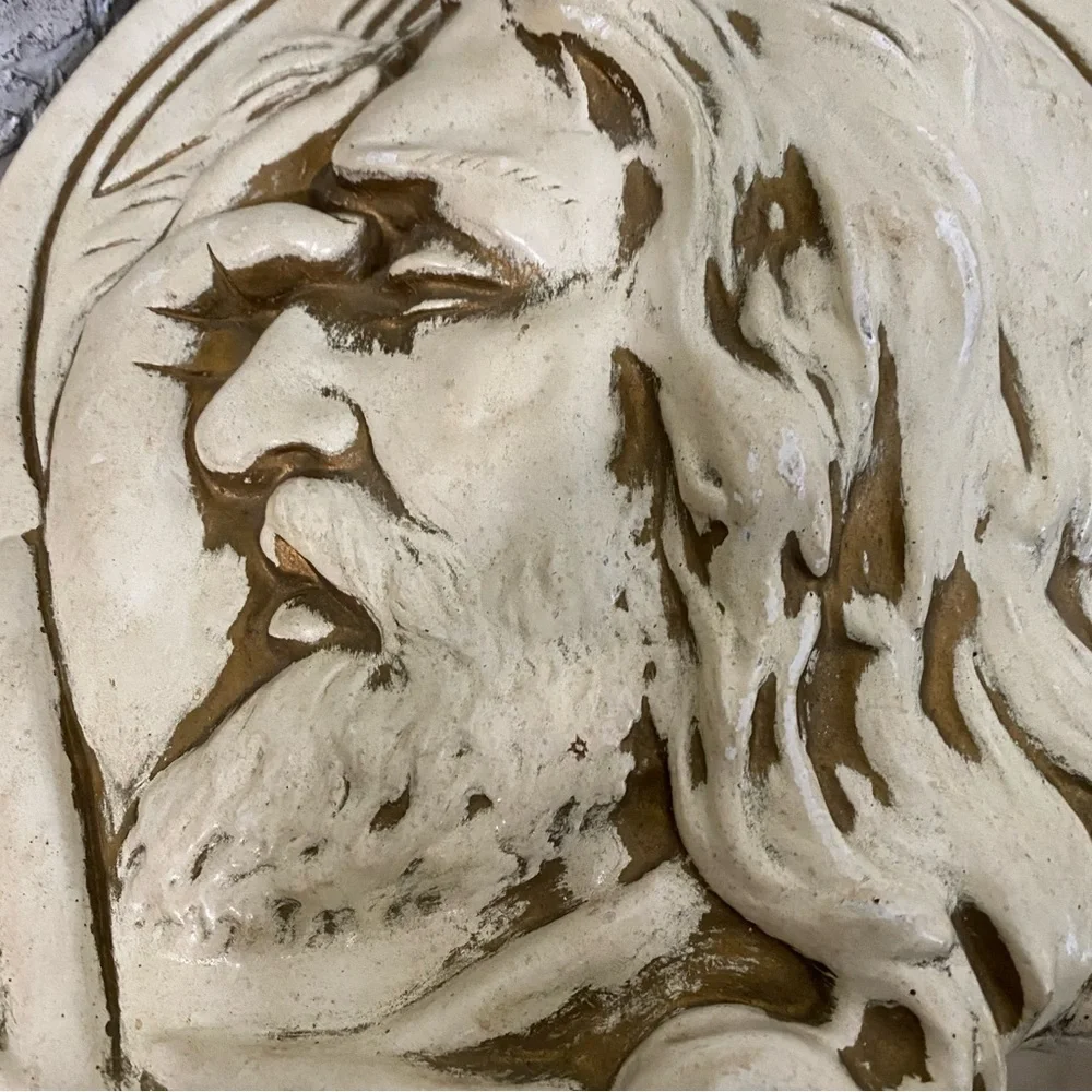 Ceramic Stoneware Carved Relief Jesus Figure Wall Decor